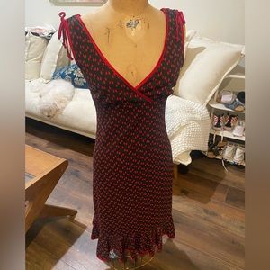 Retro polka dot red and black dress